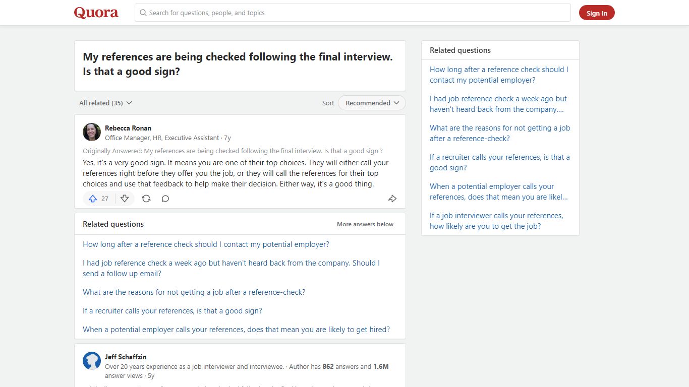 My references are being checked following the final interview ... - Quora